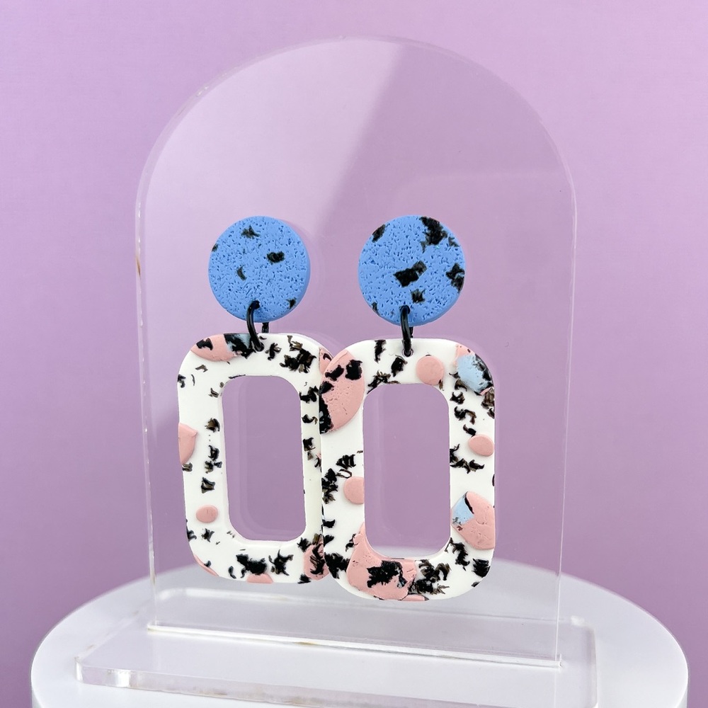 Spotted Abstract Design Handmade Polymer Clay Earrings Lightweight Funky… - Picture 4 of 10